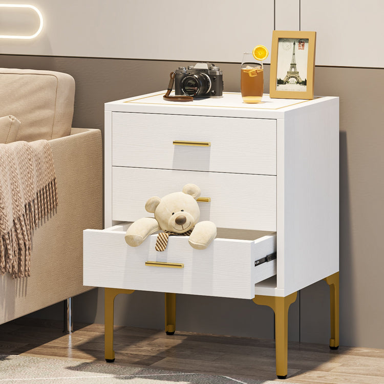 Nightstand, Modern 3 Drawers Bedside Table with Square Side Top Tribesigns