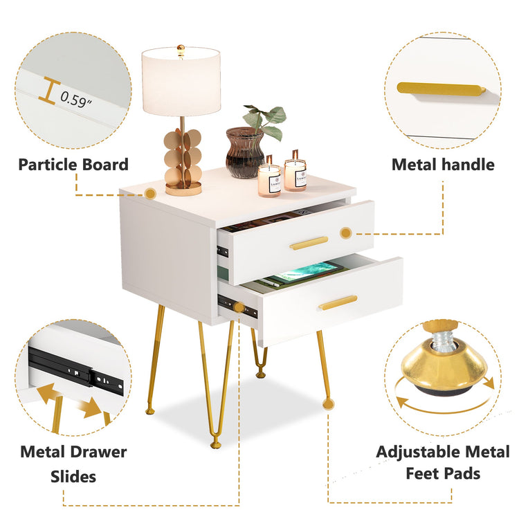 Nightstand, 26" Tall Bedside End Table with 2-Drawer Tribesigns