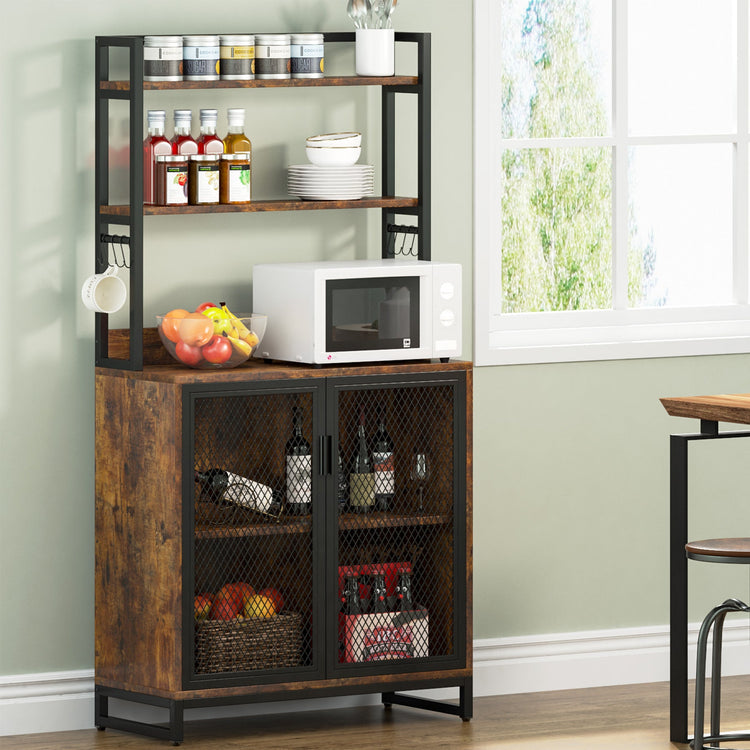 Kitchen Bakers Rack with Hutch, 5 Tier Kitchen Utility Storage Shelf Tribesigns