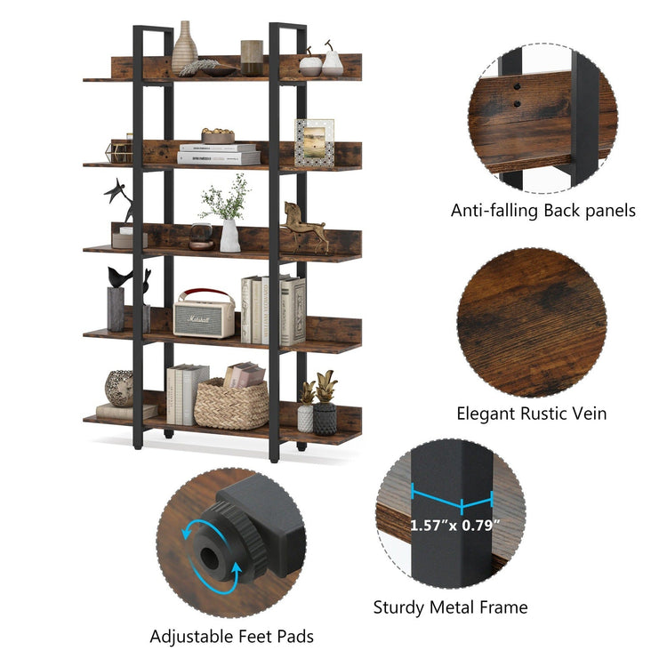Tribesigns 5-Tier Bookshelf, Industrial 5-Shelf Etagere Bookcase Tribesigns