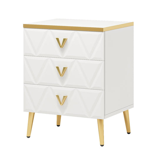 Nightstand, Modern Wooden Bedside Table with Three Drawers Tribesigns