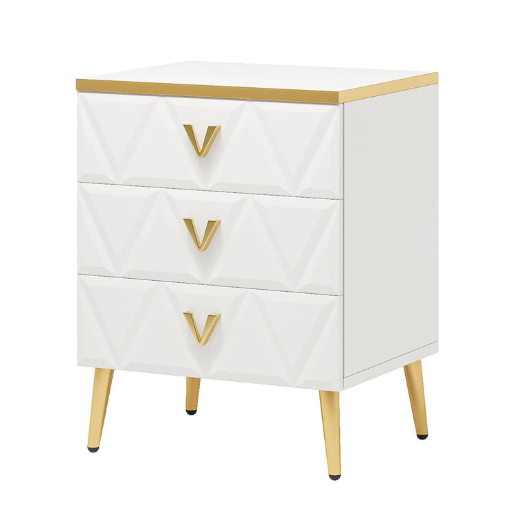 Nightstand, Modern Wooden Bedside Table with Three Drawers Tribesigns