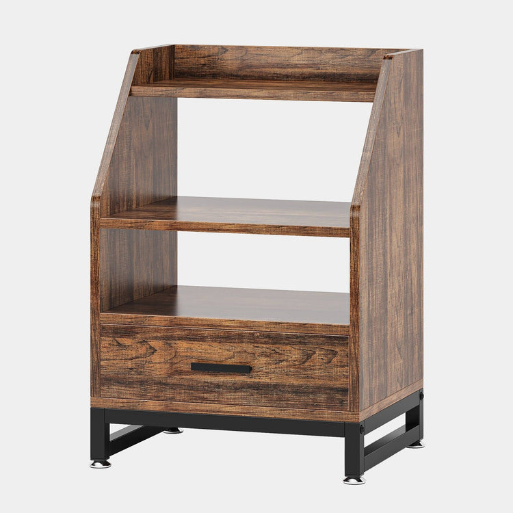 Nightstand, Bedside End Table with Drawer and Storage Shelves Tribesigns