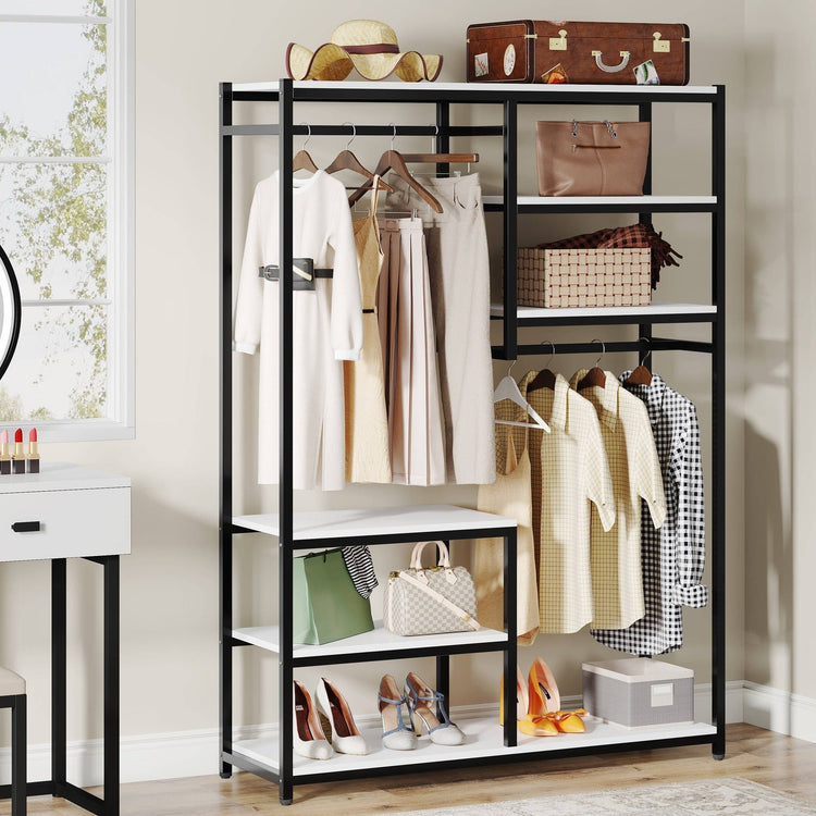 Freestanding Closet Organizer, 47 inches Wide Garment Racks Tribesigns