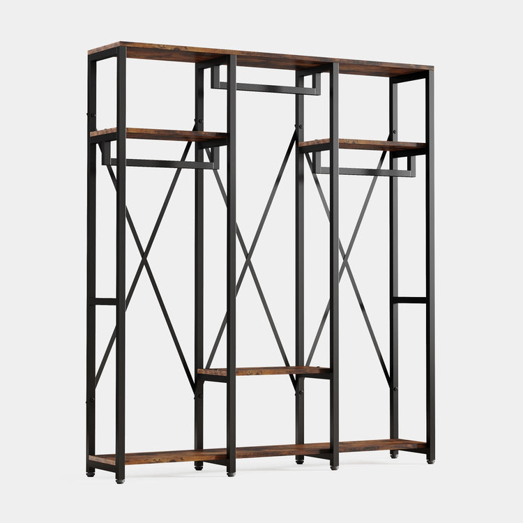 Freestanding Closet Organizer, Industrial 3 Rod Garment Rack Tribesigns