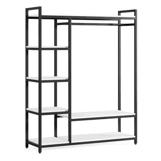 Freestanding Closet Organizer, Garment Rack with 6 Shelves Tribesigns