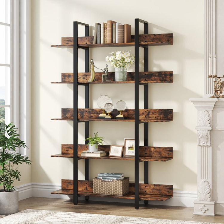 Tribesigns 5-Tier Bookshelf, Industrial 5-Shelf Etagere Bookcase Tribesigns