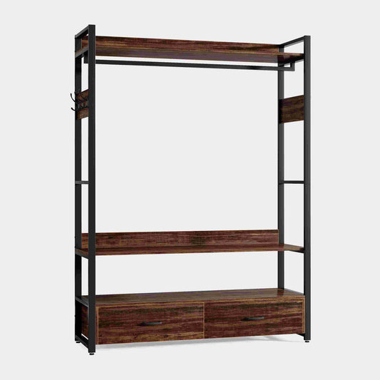 Freestanding Closet Organizer, Garment Rack with Drawers & Storage Shelves Tribesigns
