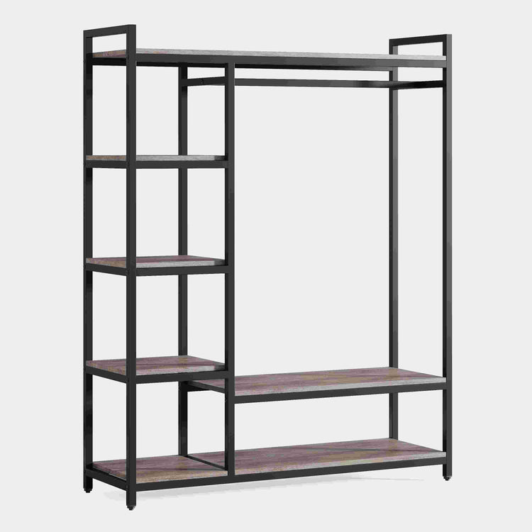 Freestanding Closet Organizer, Garment Rack with 6 Shelves Tribesigns