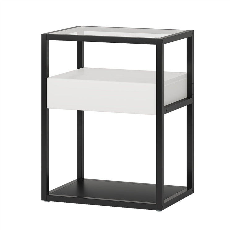 Nightstand, Modern Side End Table with Drawer and Shelf Tribesigns