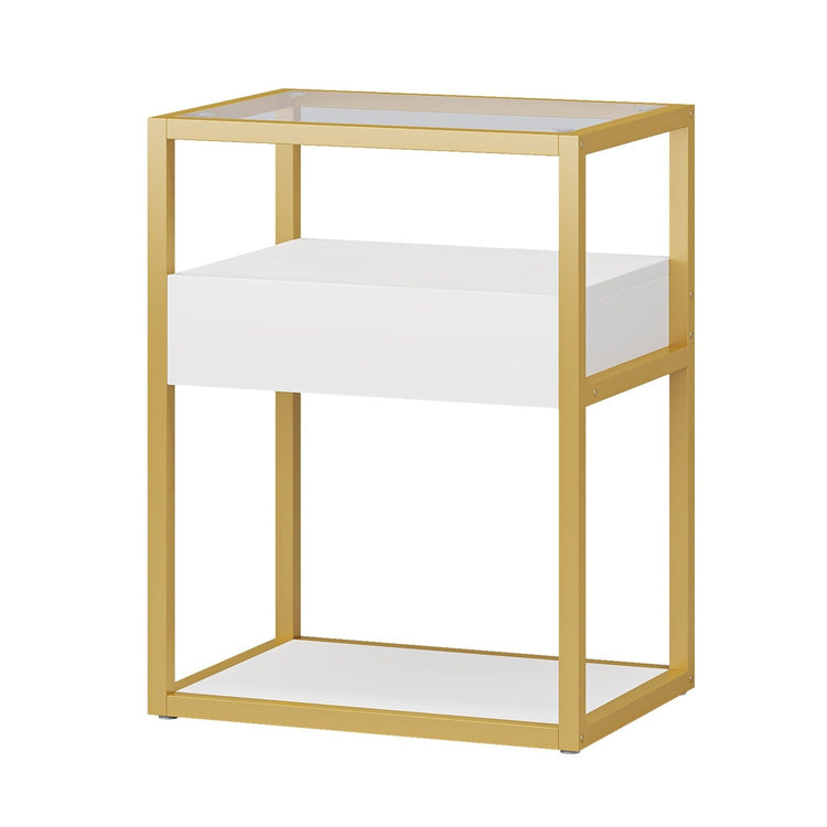 Nightstand, Modern Side End Table with Drawer and Shelf Tribesigns