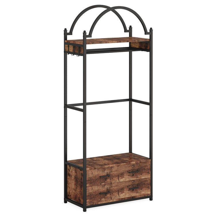 Freestanding Closet Organizer, Modern Garment Rack with Drawers & Shelves Tribesigns