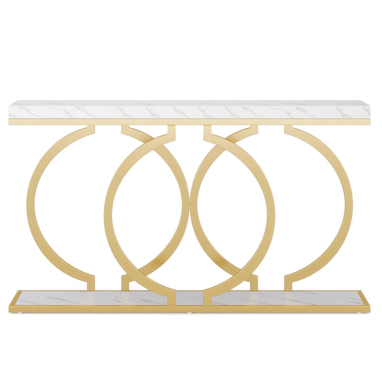 Console Table, 55 inch Faux Marble Entryway Sofa Table Tribesigns