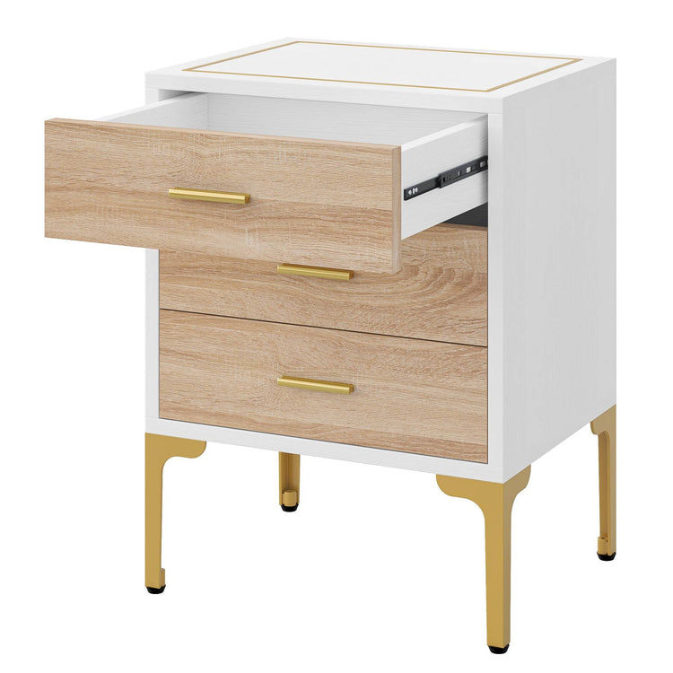 Nightstand, Modern 3 Drawers Bedside Table with Square Side Top Tribesigns