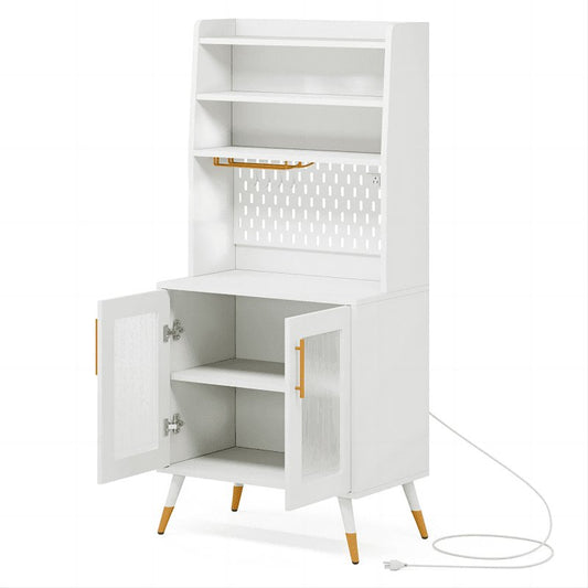 Kitchen Baker's Rack, 6 Tier Storage Cabinet with Power Outlet Tribesigns