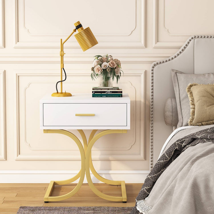 Nightstand, Industrial Bedside Table End Table with Drawer Tribesigns