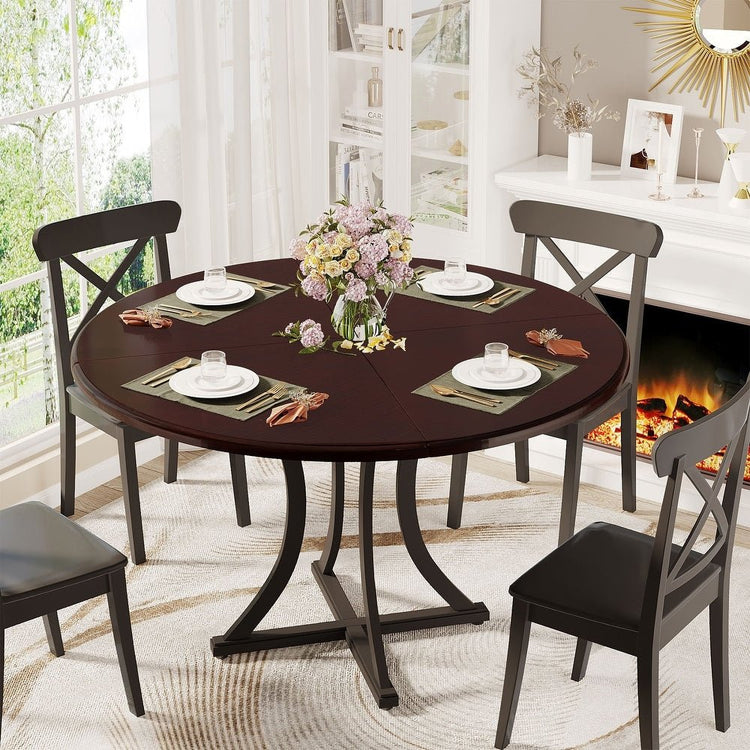 47.24" Round Dining Table, Circle Kitchen Table with Metal Base for 4-6 People Tribesigns
