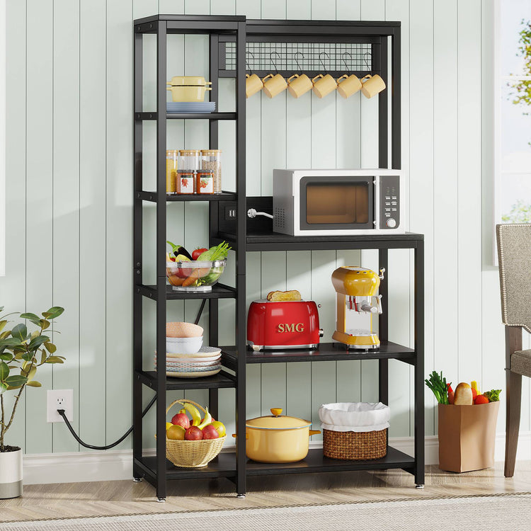 8-Tier Kitchen Baker's Rack with Power Outlets, Microwave Oven Stand Tribesigns