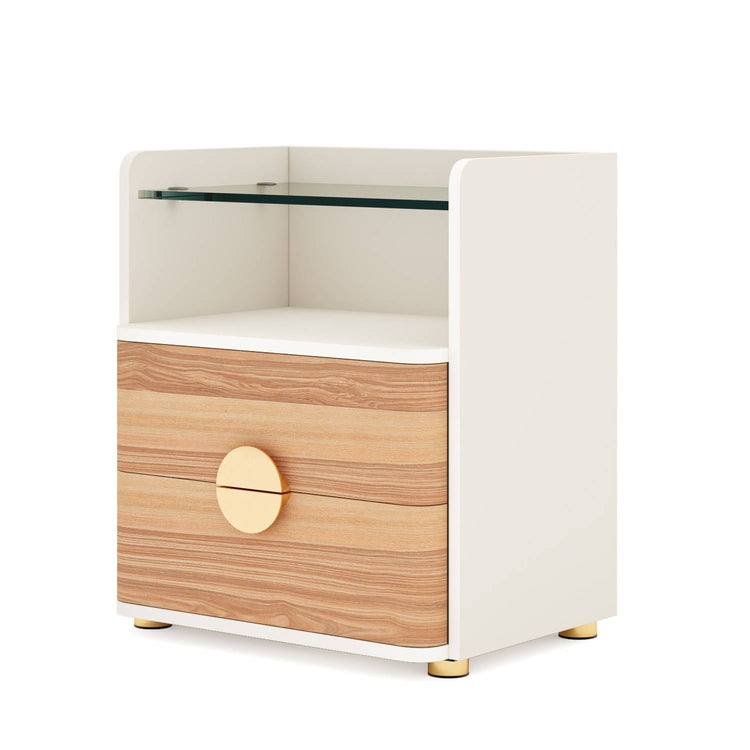 Nightstand, 2-Drawer Modern Bedside Table with Open Storage Tribesigns
