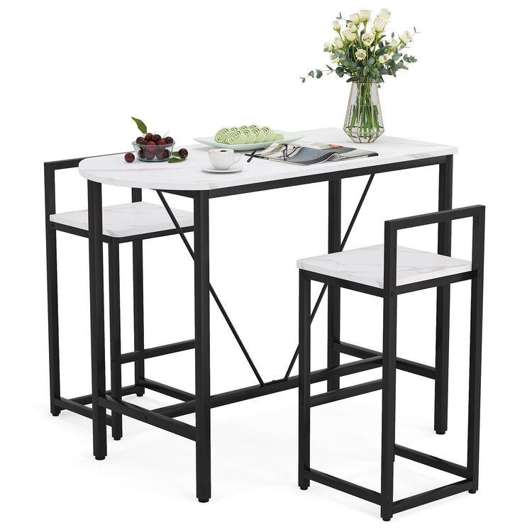 3-Piece Bar Table Set, Kitchen Pub Dining Table Tribesigns