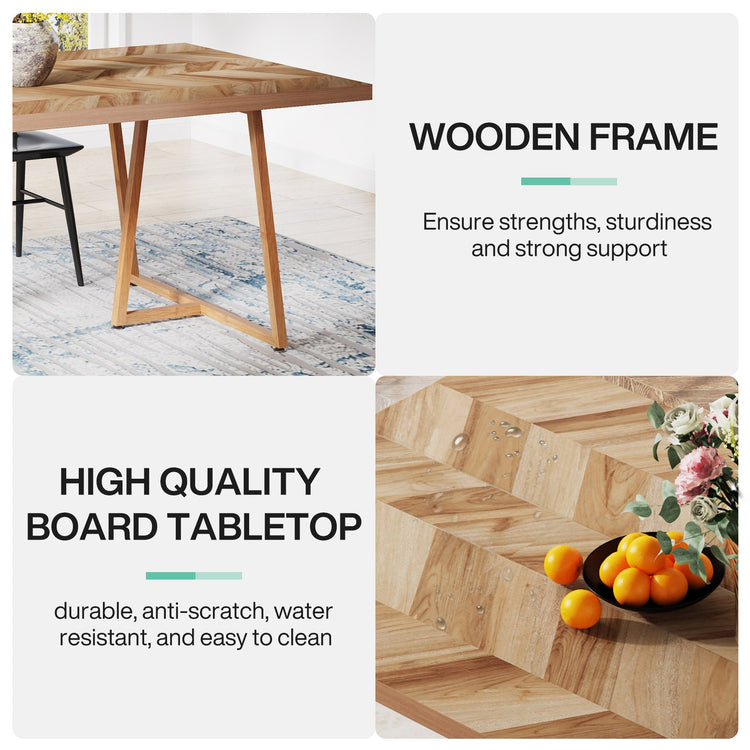 Farmhouse Dining Table for 6 to 8, 70.9" Rectangular Wood Kitchen Table Tribesigns