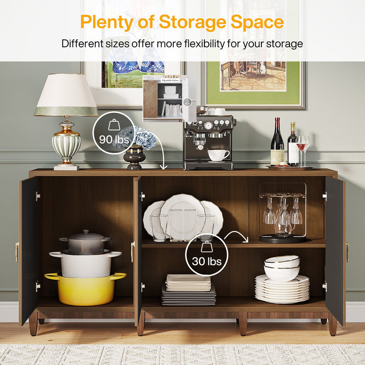 Farmhouse Sideboard Buffet, 59" Storage Cabinet Credenza with Doors Tribesigns