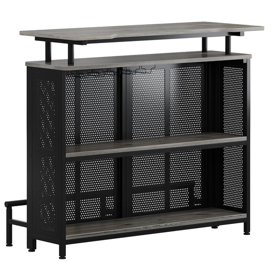 Home Bar Unit, 3-Tier Liquor Bar Table with Stemware Racks Tribesigns