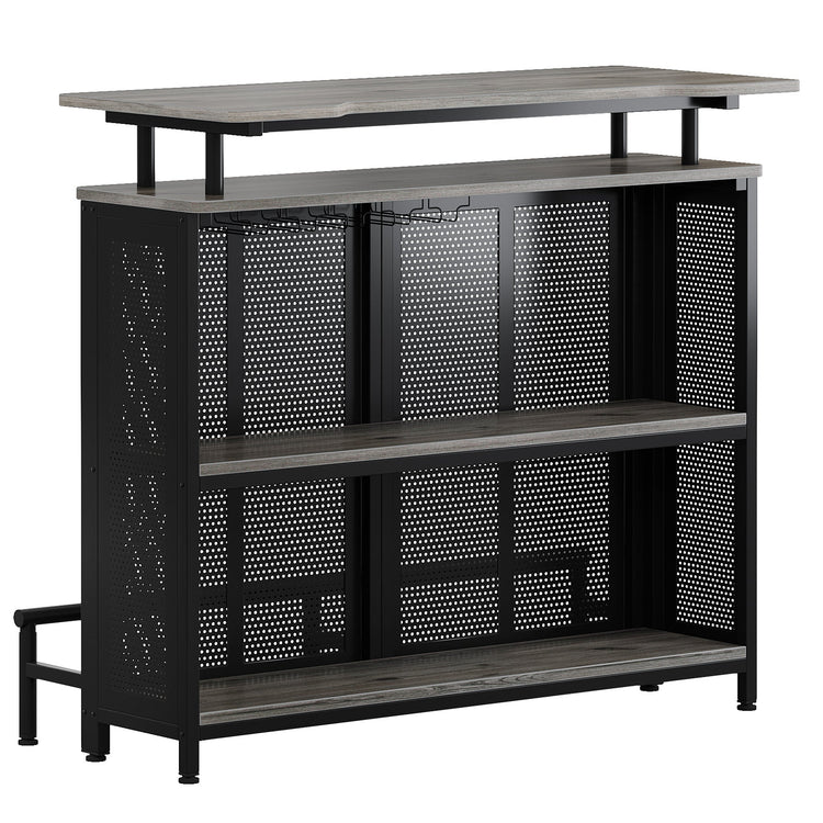 Home Bar Unit, 3-Tier Liquor Bar Table with Stemware Racks Tribesigns