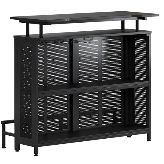 Home Bar Unit, 3-Tier Liquor Bar Table with Stemware Racks Tribesigns