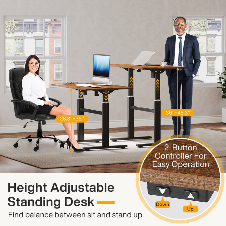 L-Shaped Computer Desk, Height Adjustable Standing Desk with Cabinet Tribesigns