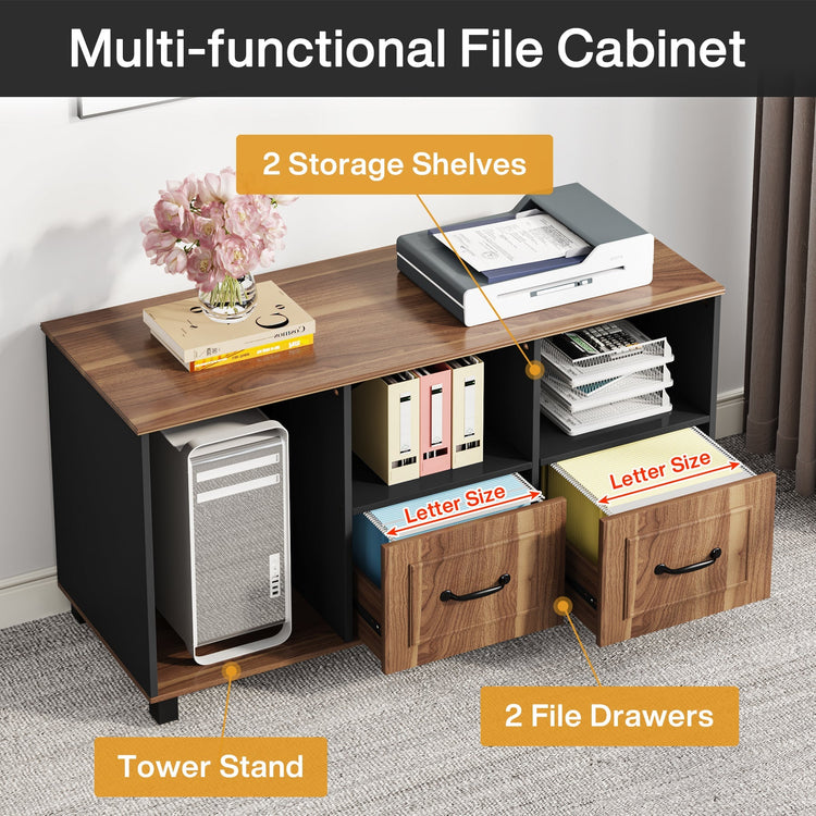 Large L-Shaped Desk, 63" Executive Computer Desk with File Cabinet Tribesigns