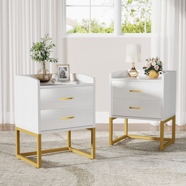 Modern Nightstand Set of 2, Wood Bedside Table with 2 Drawers Tribesigns