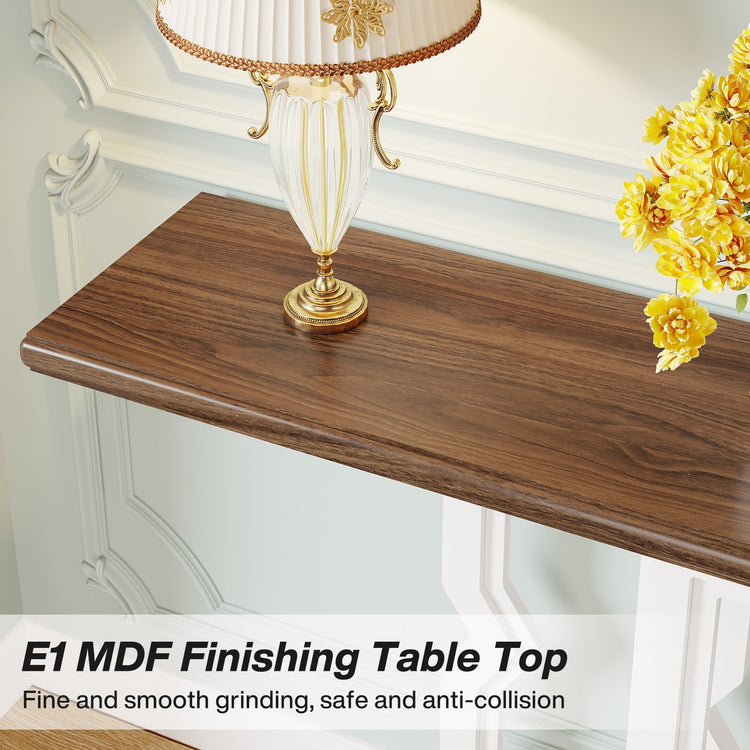 55" Console Table, Modern Sofa Table with Geometric Solid Wood Frame Tribesigns