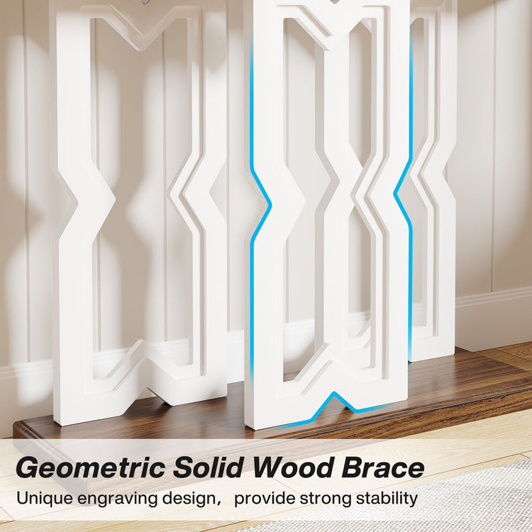 55" Console Table, Modern Sofa Table with Geometric Solid Wood Frame Tribesigns