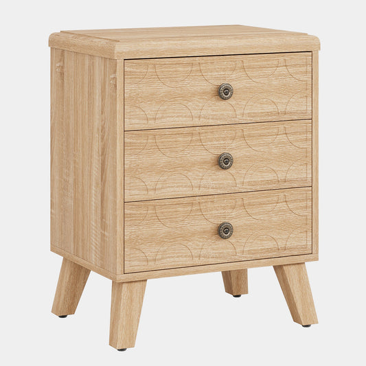Wood Nightstand, 3-Drawer Bedside Table Modern End Table Tribesigns