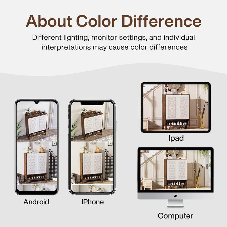 Wooden Shoe Cabinet, 7-Tier Shoe Storage Organizer with Doors Tribesigns