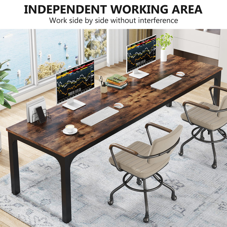 Rectangular Dining Table, 78 inch Long Kitchen Table for 6-8 People