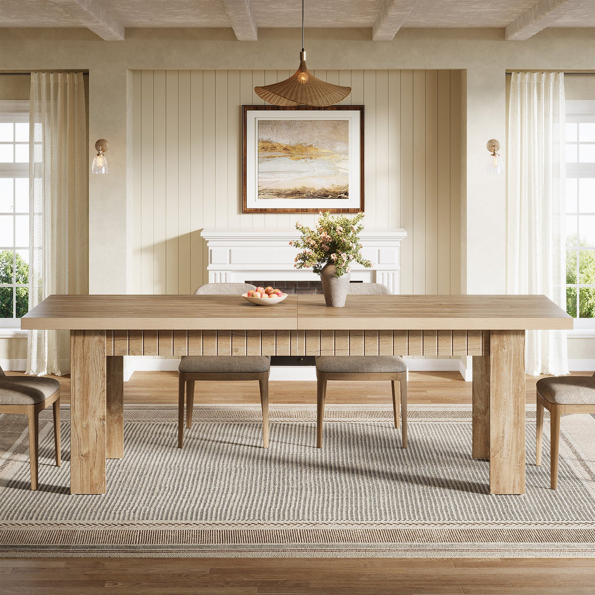 79" Dining Table for 6-8 People, Rectangular Kitchen Table for Dining Room