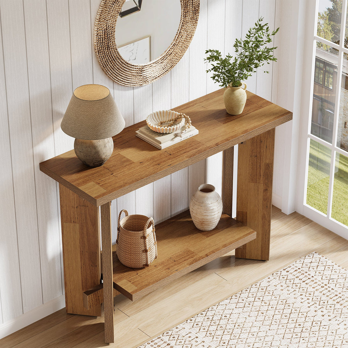 2-Tier Console Table, 41" Narrow Sofa Entryway Table with Storage Shelf