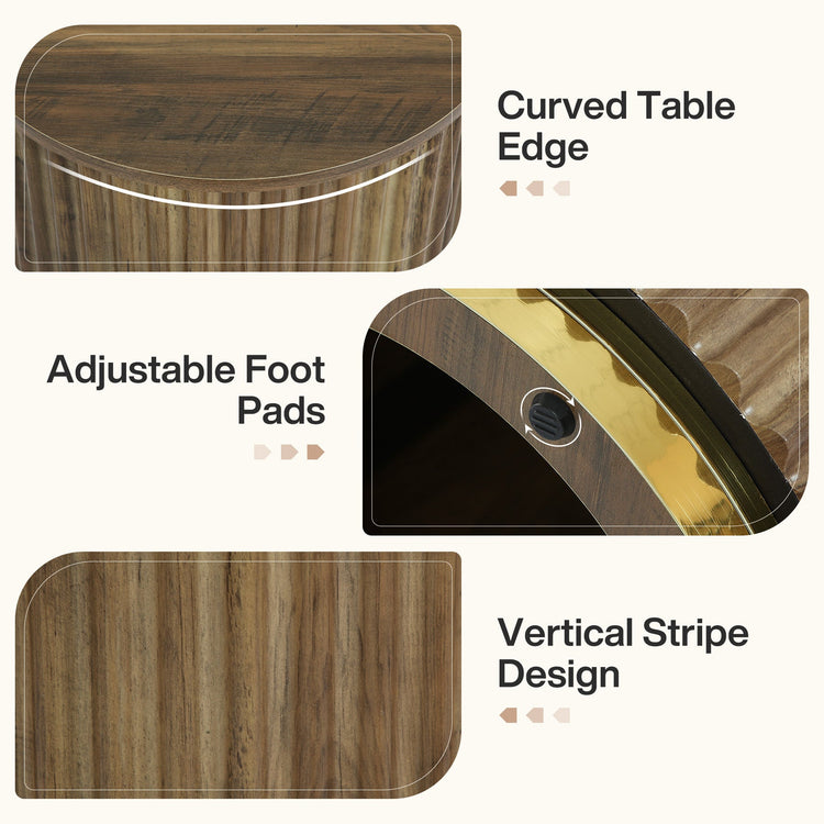 Fluted Round End Table, Small Side Table Nightstand for Living Room, Bedroom