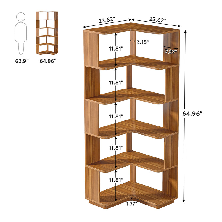 Corner Bookcase with Anti-Drop Panel