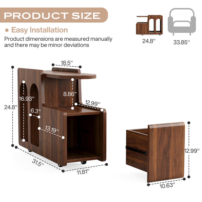 Mobile End Table with Wheels