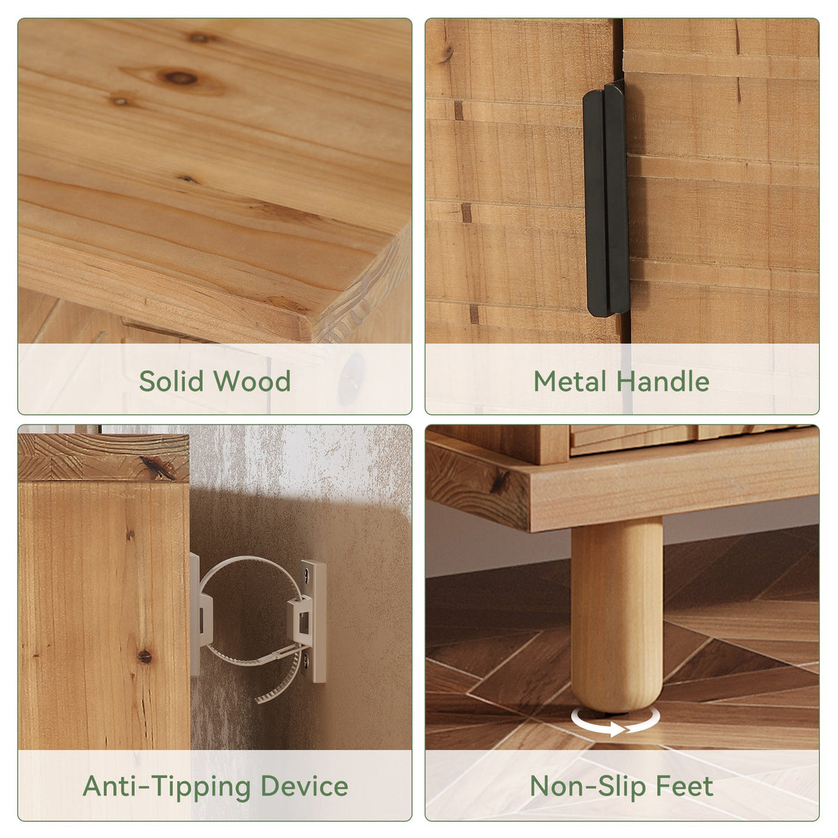 Wood Sideboard Buffet, Modern Kitchen Storage Cabinet with 2 Adjustable Shelves