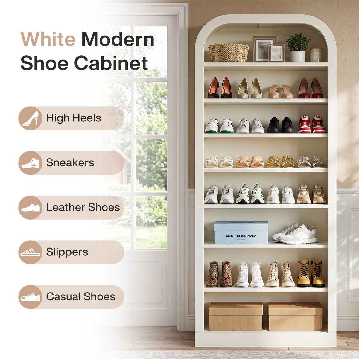 74” Tall Shoe Rack, 8-Tier Freestanding Shoe Cabinet Organizer for Entryway