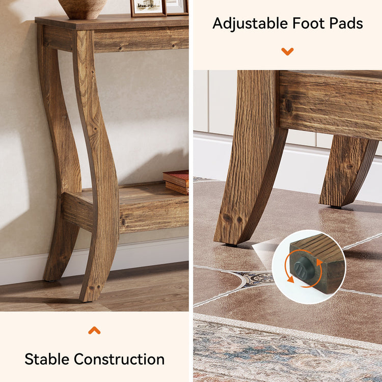 41.3" Solid Wood Console Table, Farmhouse Entryway Table With Storage