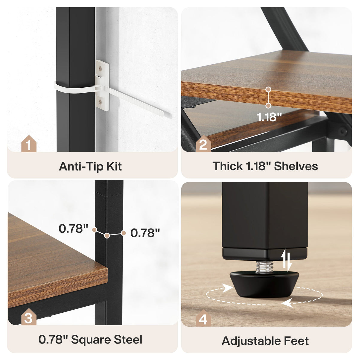 9-Tier Bookcase, 70.87" Industrial Etagere Bookshelf with Open Shelf