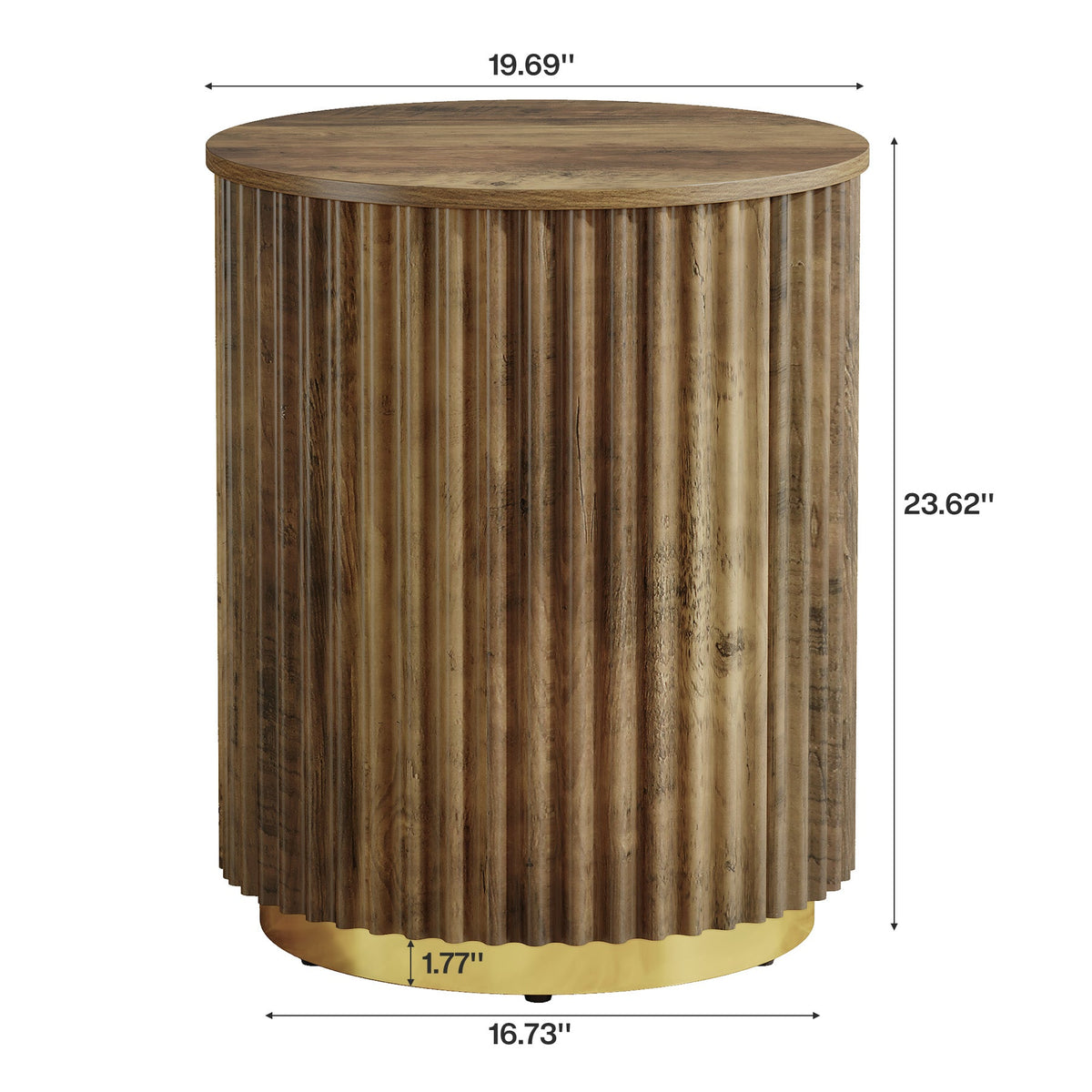 Fluted Round End Table, Small Side Table Nightstand for Living Room, Bedroom