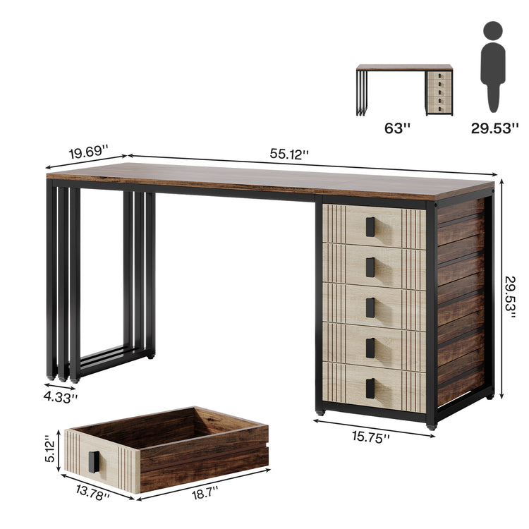 Desk with Reversible Drawer