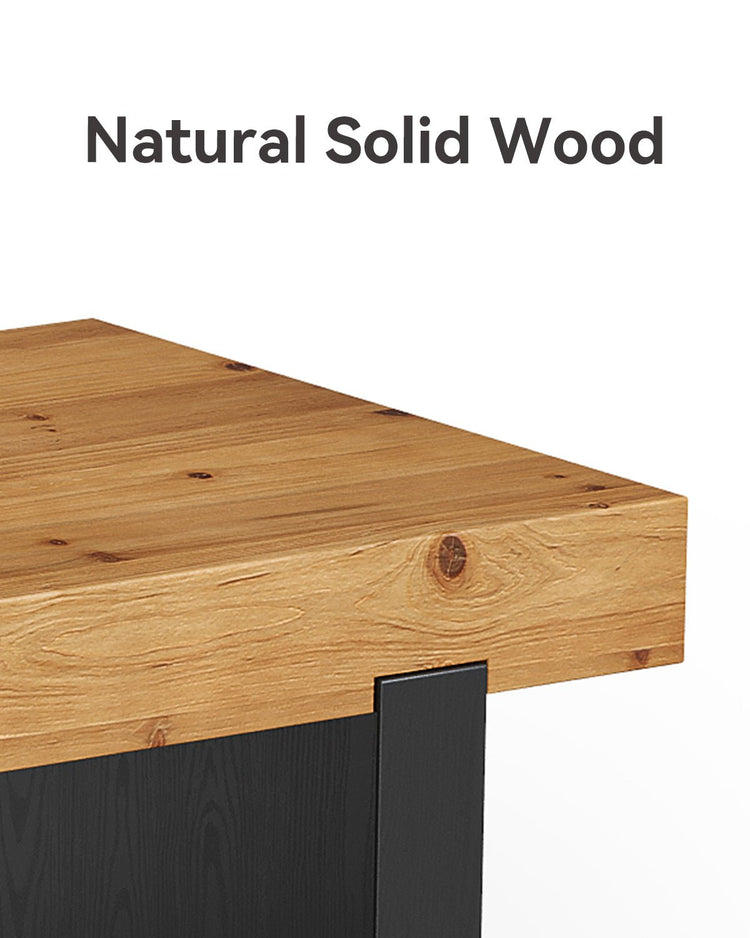 Rectangle Solid Wood Coffee Table, 47.2" Two-Tone Center Table for Living Room