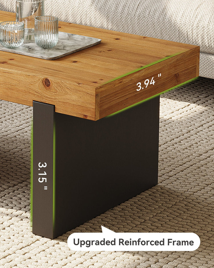 Rectangle Solid Wood Coffee Table, 47.2" Two-Tone Center Table for Living Room